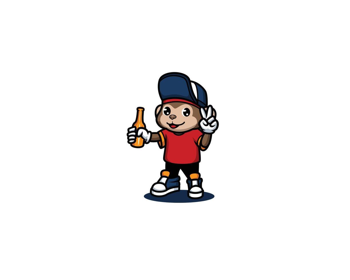 ape drinking beer enjoy illustration vector