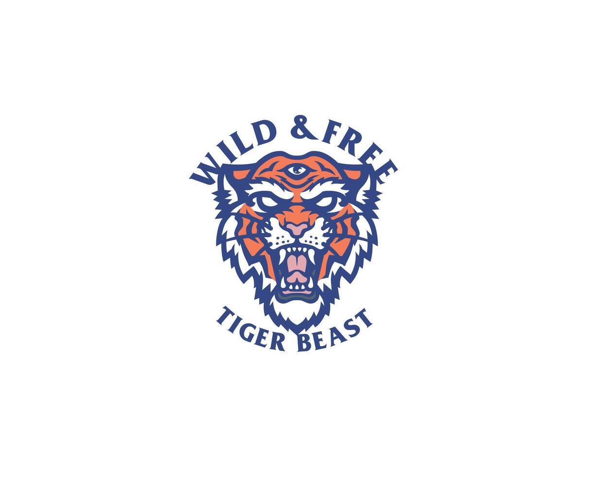 Angry savage tiger head mascot logo vector