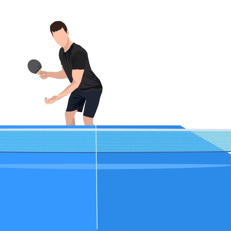 Sport Game Table Tennis Player with Racket and Ball vector