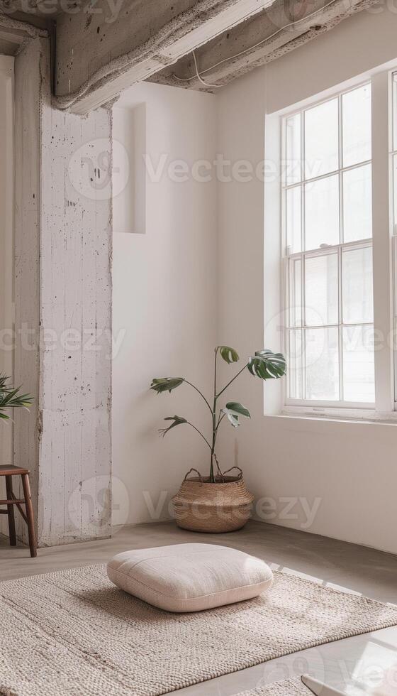 Minimalist Meditation Space with Neutral Decor in Modern Loft photo