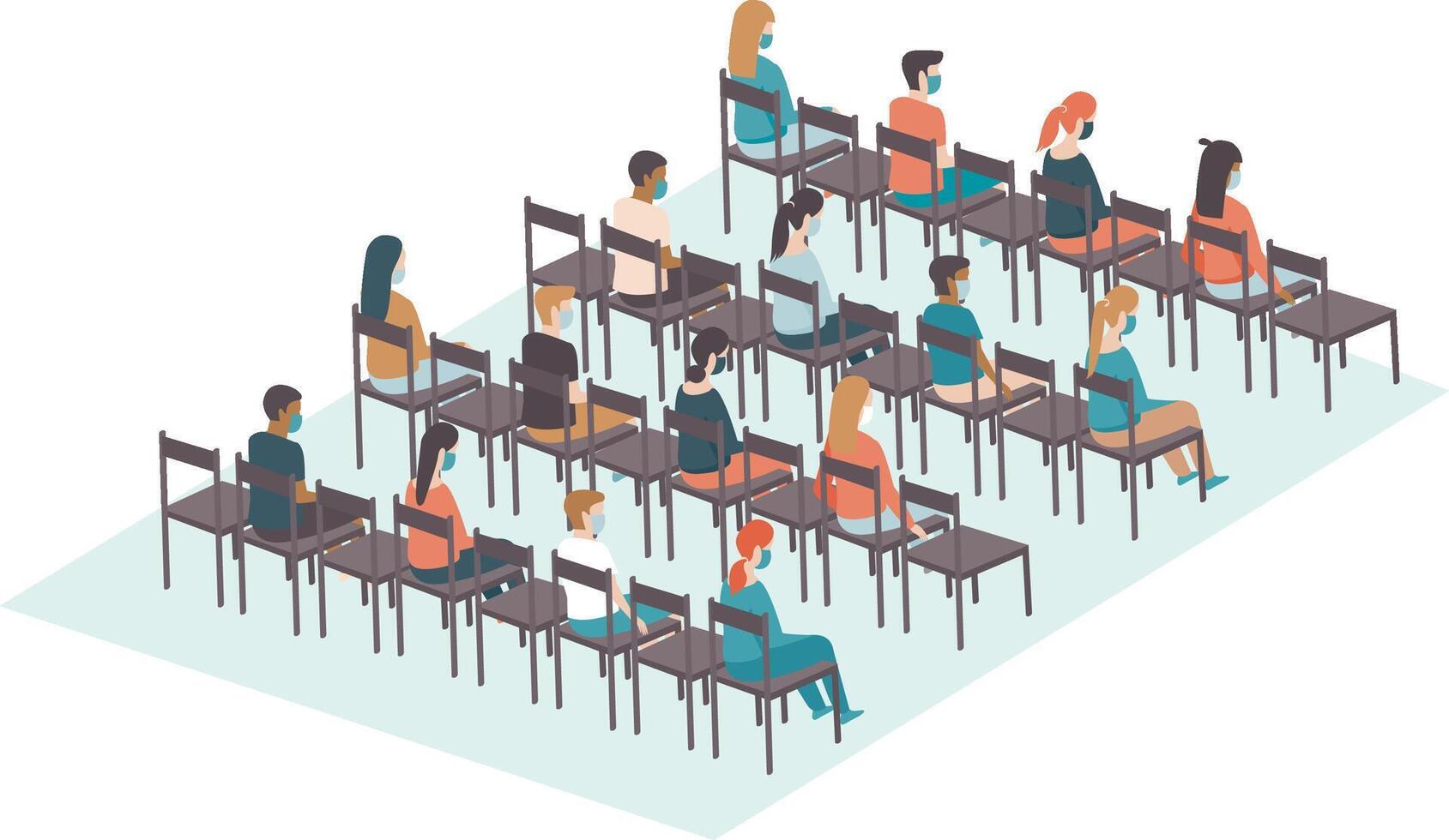 People sitting in chairs in a row vector