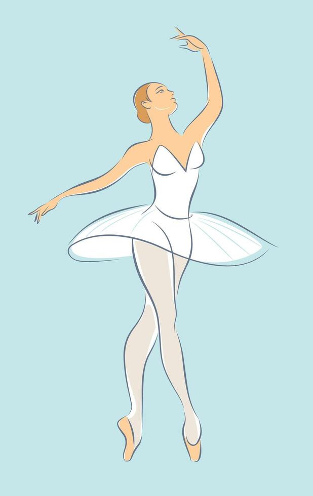 A cartoon illustration of a ballerina in a white dress vector