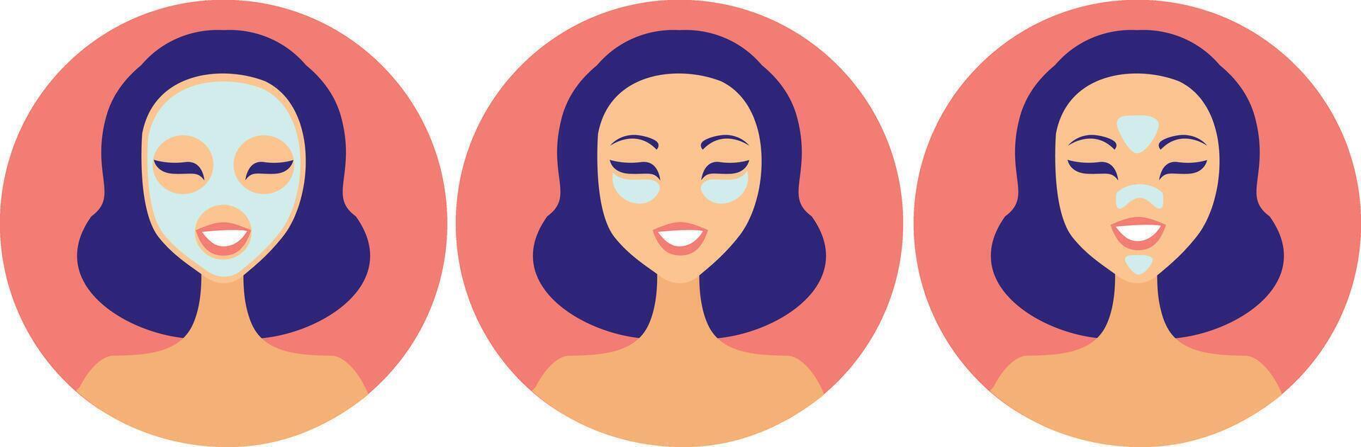 Three different types of facial masks vector