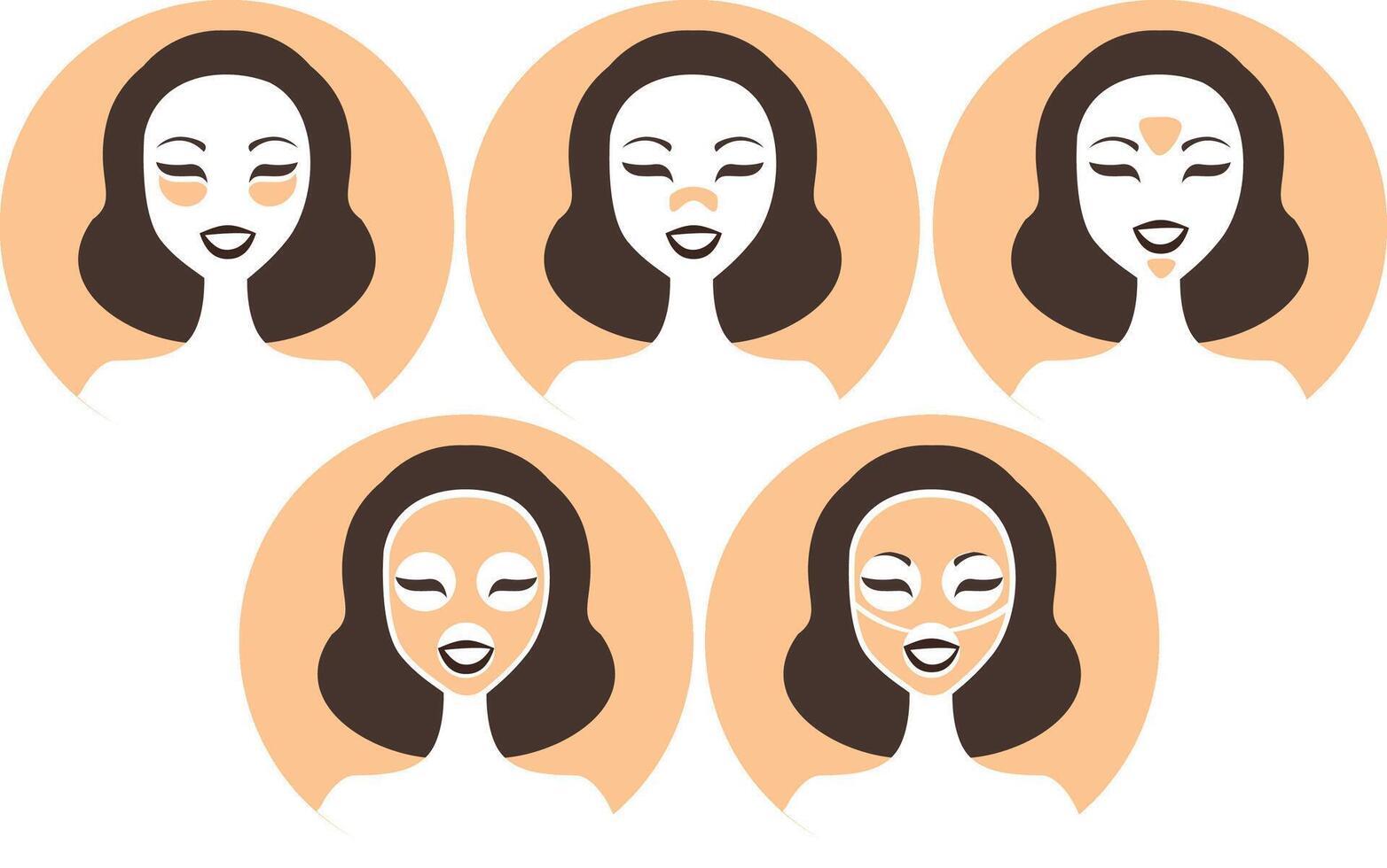 A woman's face with different facial masks vector
