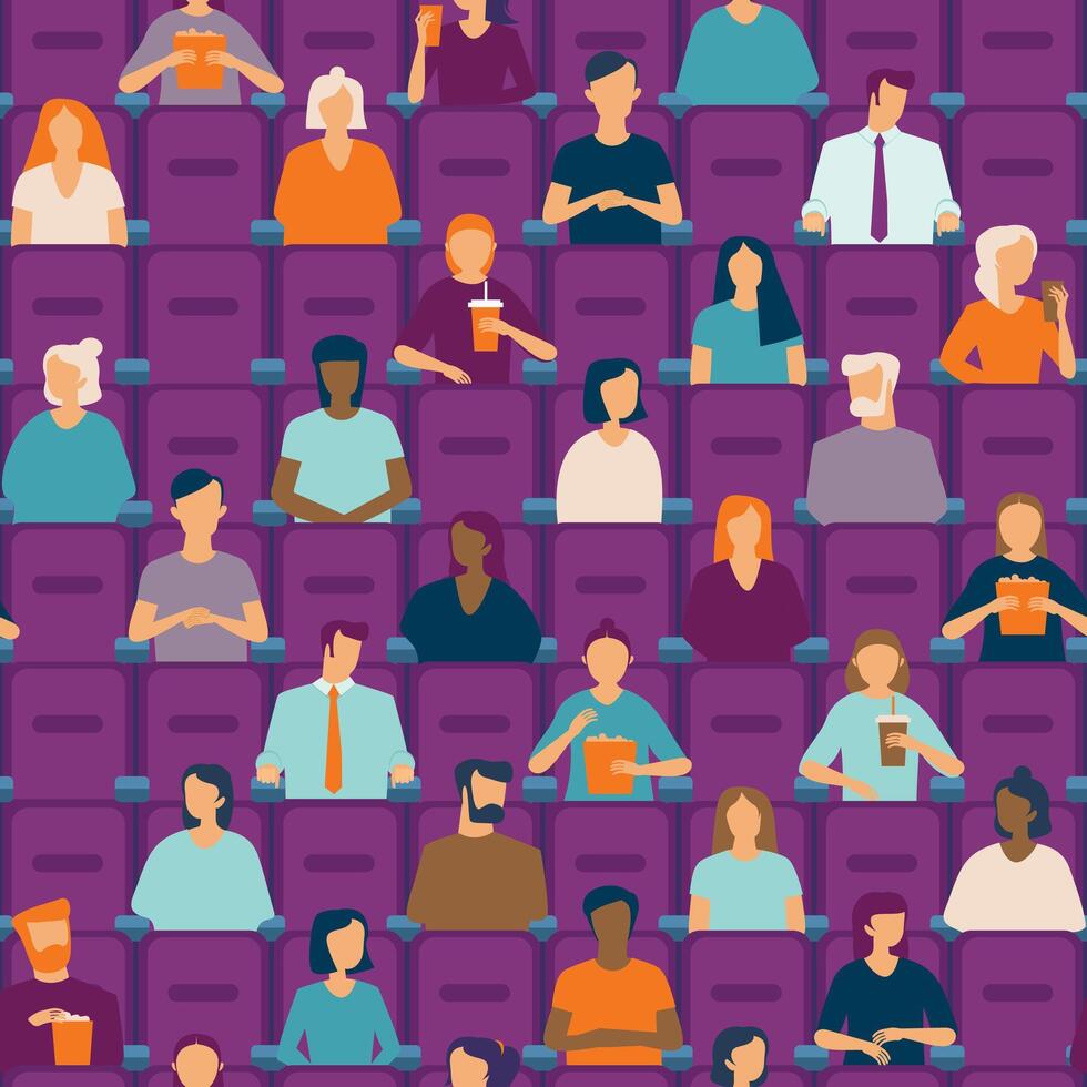 People in the audience at a movie theater vector