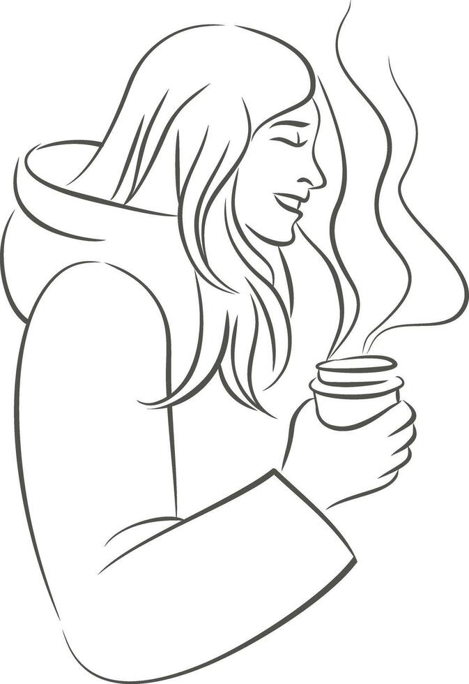 A woman with a cup of coffee in her hand vector