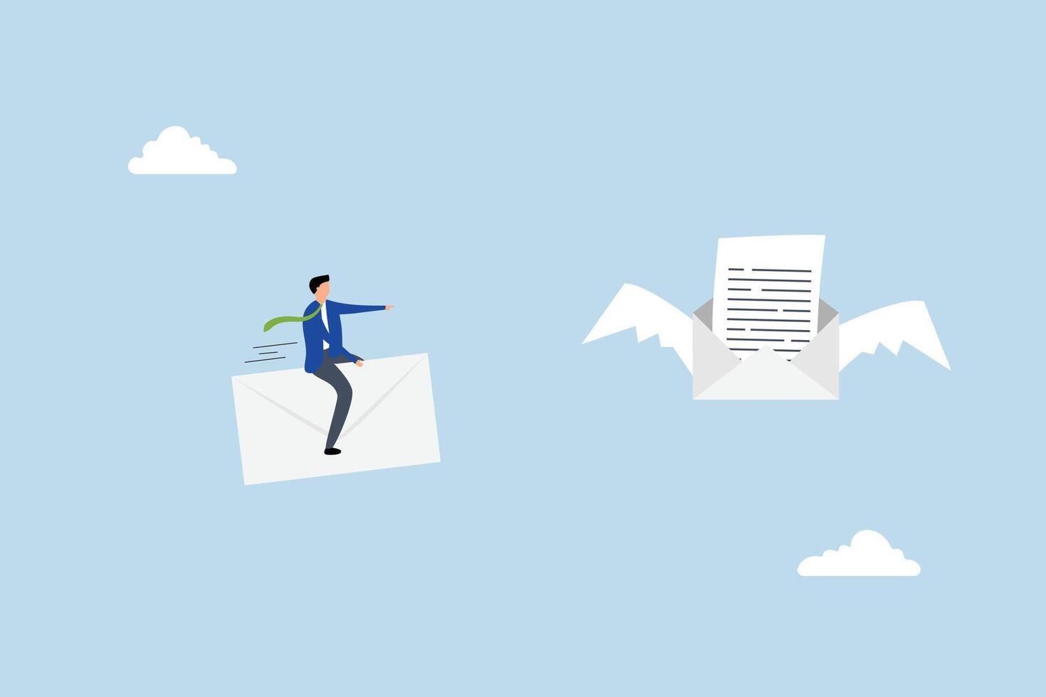 Follow up email sending message to confirm important project, entrepreneur soaring aerial reminder message letter. vector
