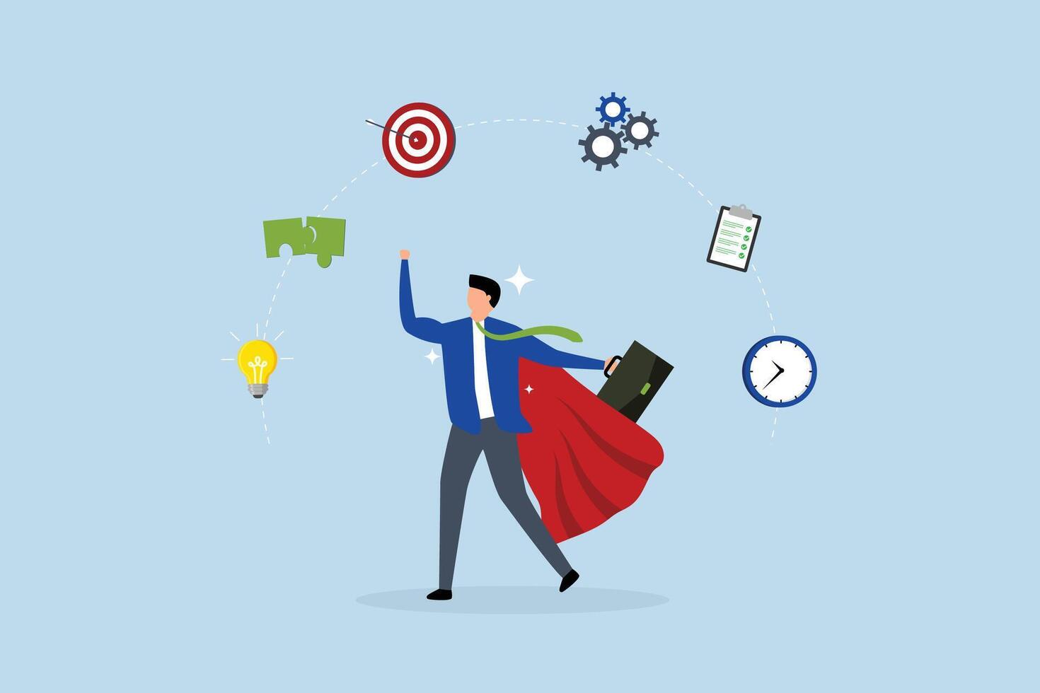Competence skills, success businessman with competency skills set. vector