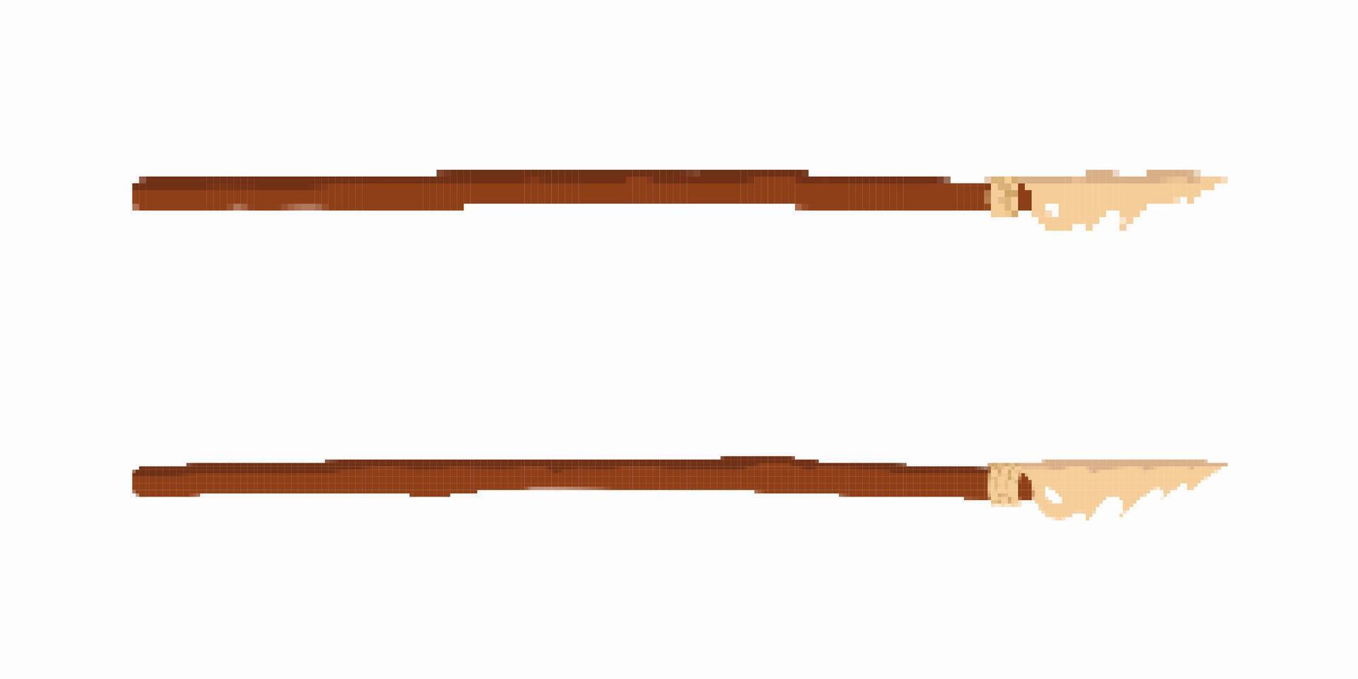 Primitive wooden spear with sharp stone tip for hunting and survival in ancient times vector