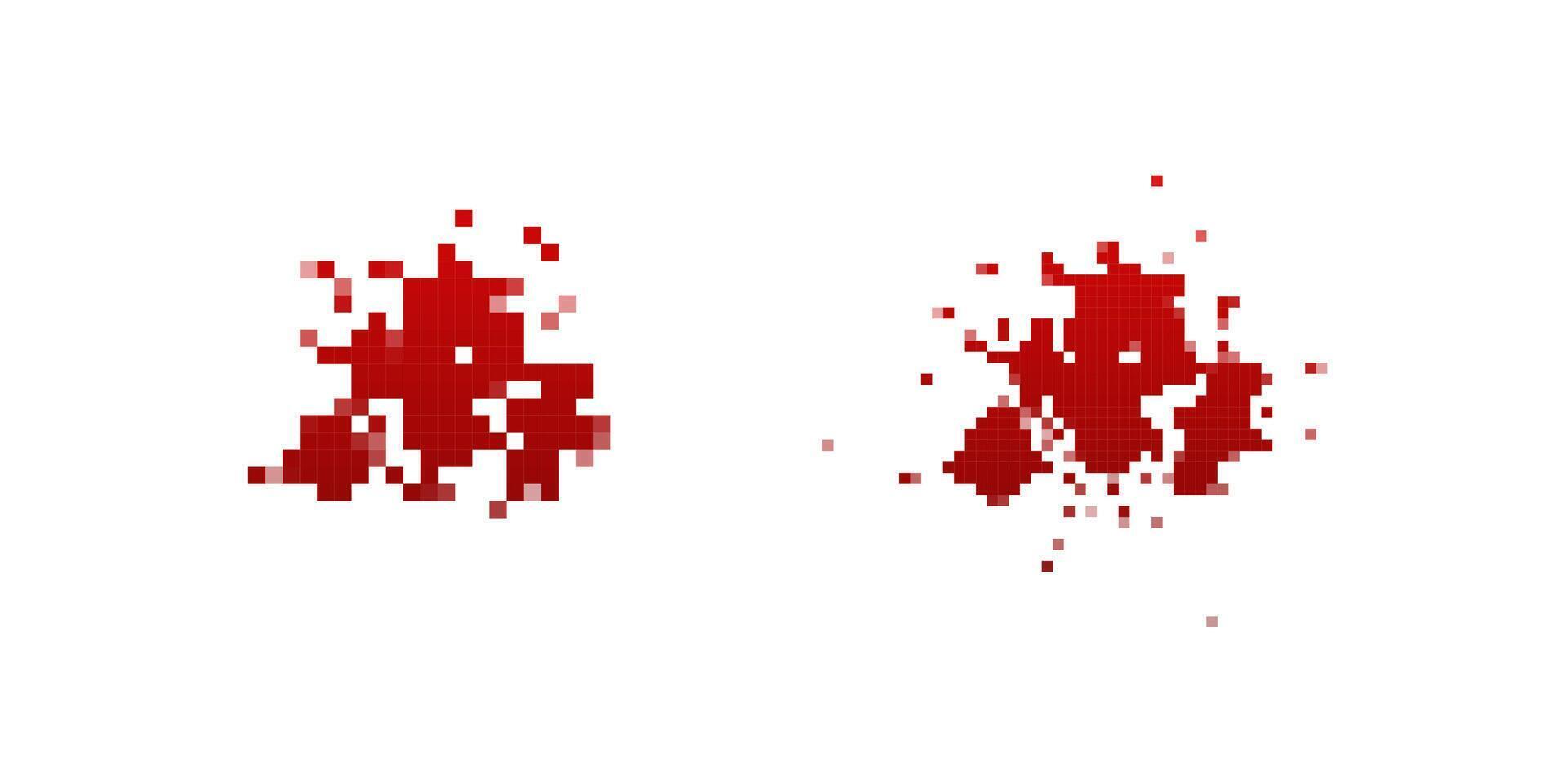 Pixel blood splatter with scattered droplets vector