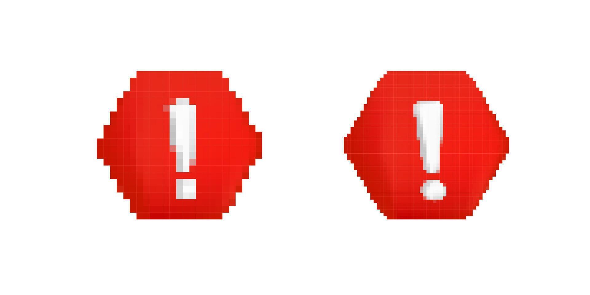 Red exclamation marks in hexagonal shapes indicate attention needed or important information vector