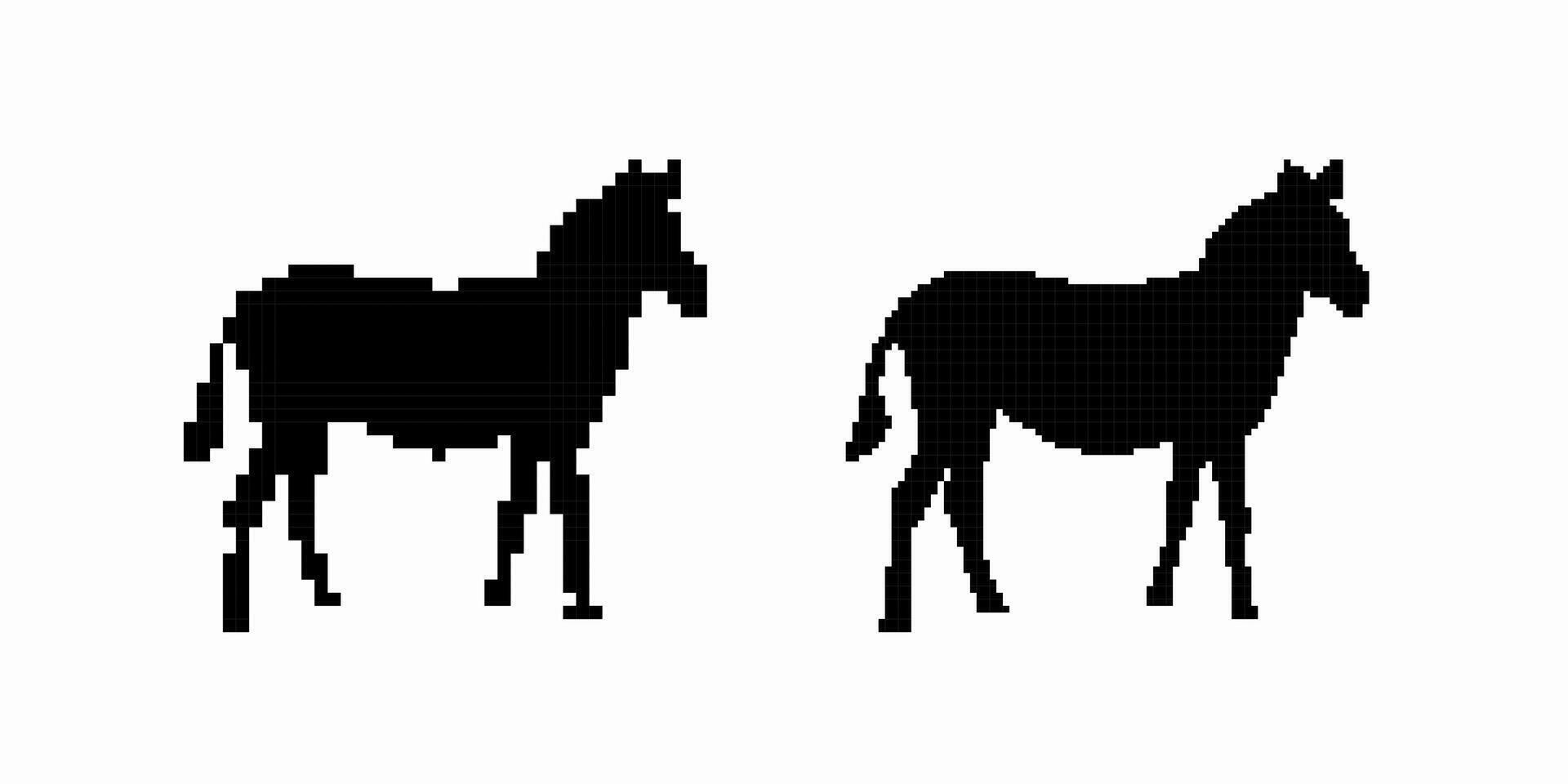 Black silhouette of two horses standing with heads turned slightly to the side vector