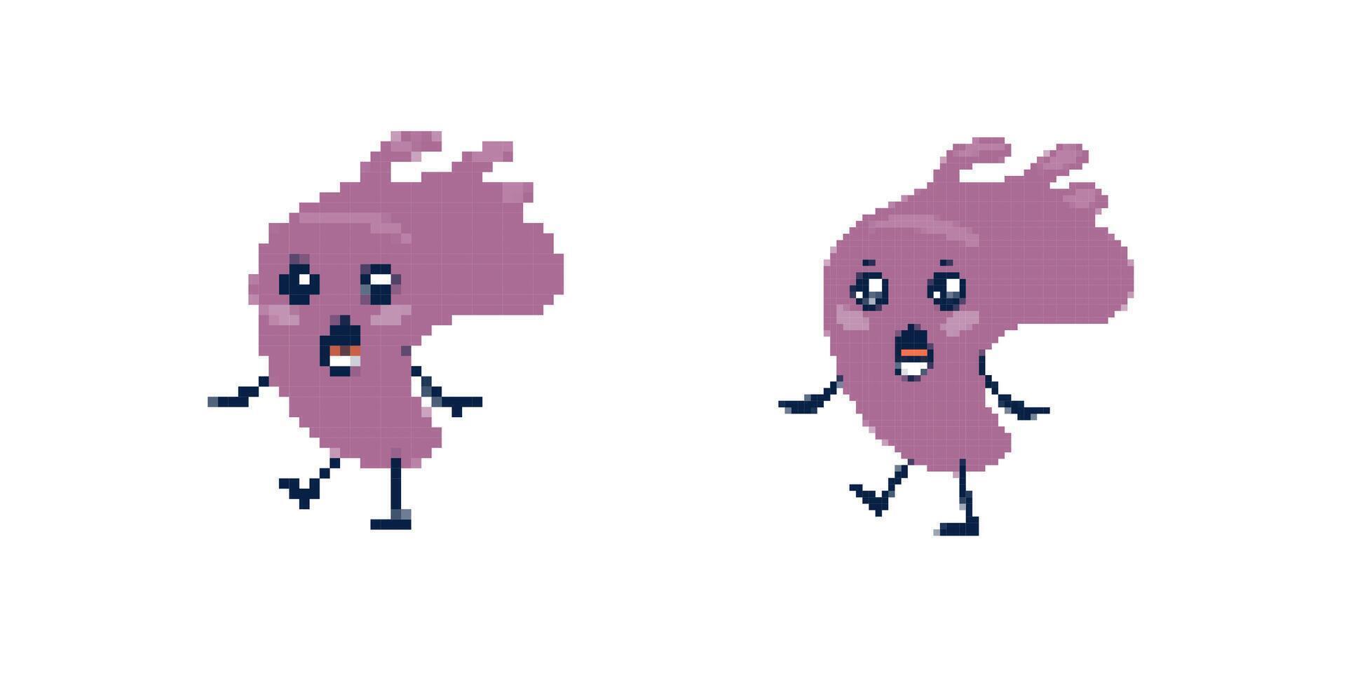 Charming pixel art character with unique expressions and playful movement vector