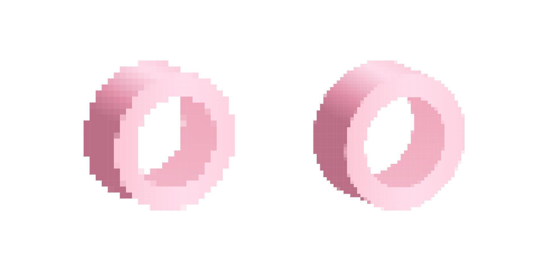 Two pink pixelated rings with soft edges displayed in a minimalist style vector