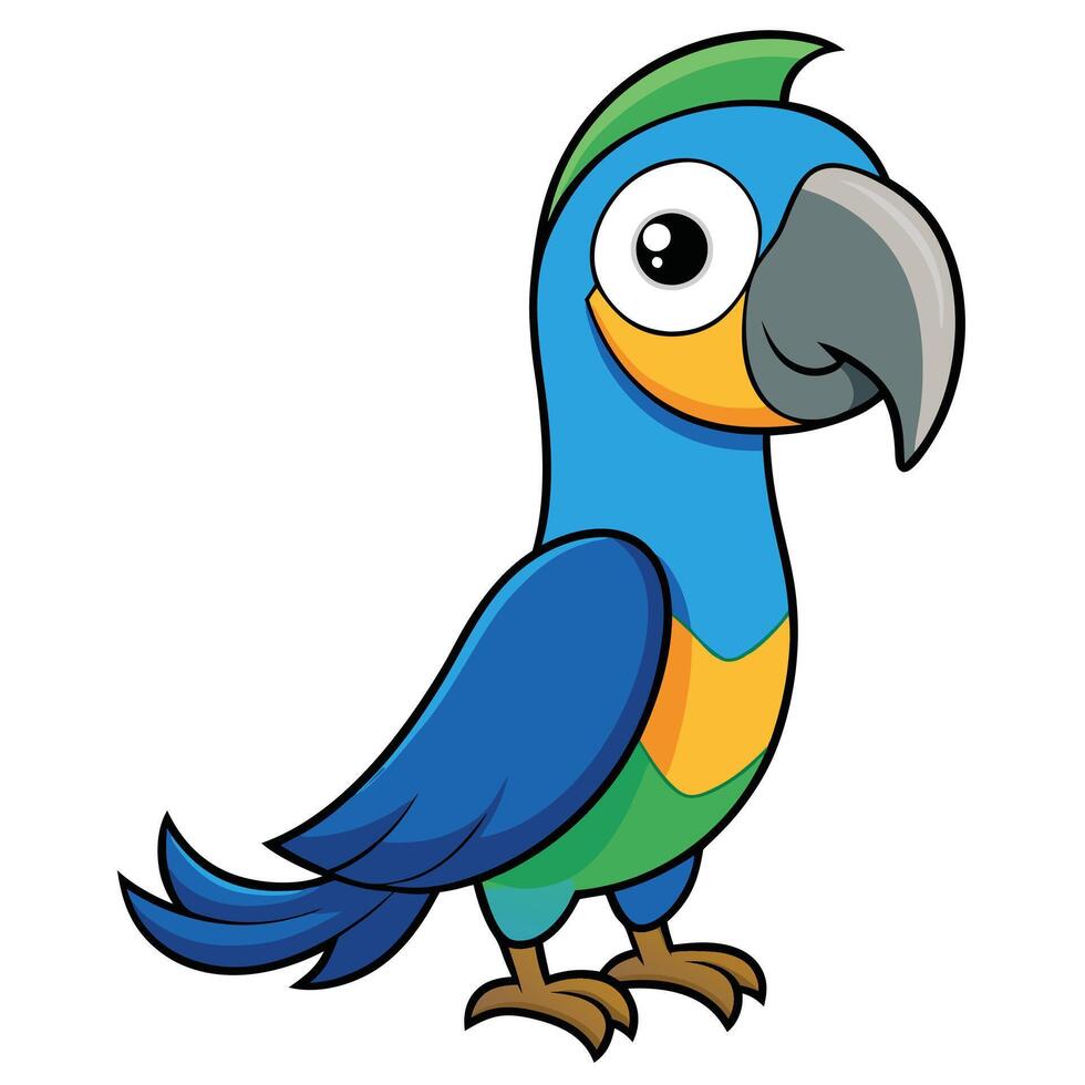 Cartoon blue and green parrot illustration vector