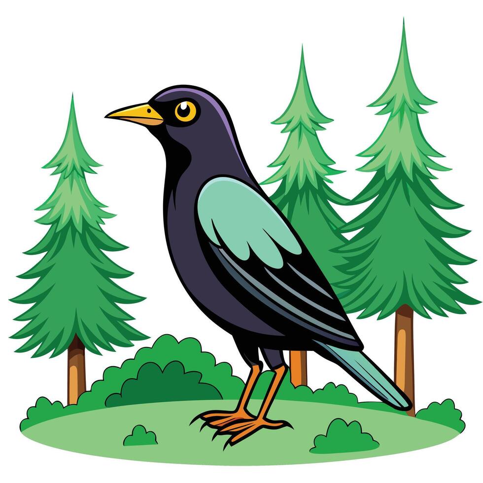 A cartoon bird standing on a green grass vector