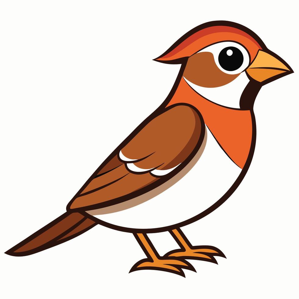 A cartoon bird with a red head and orange beak vector