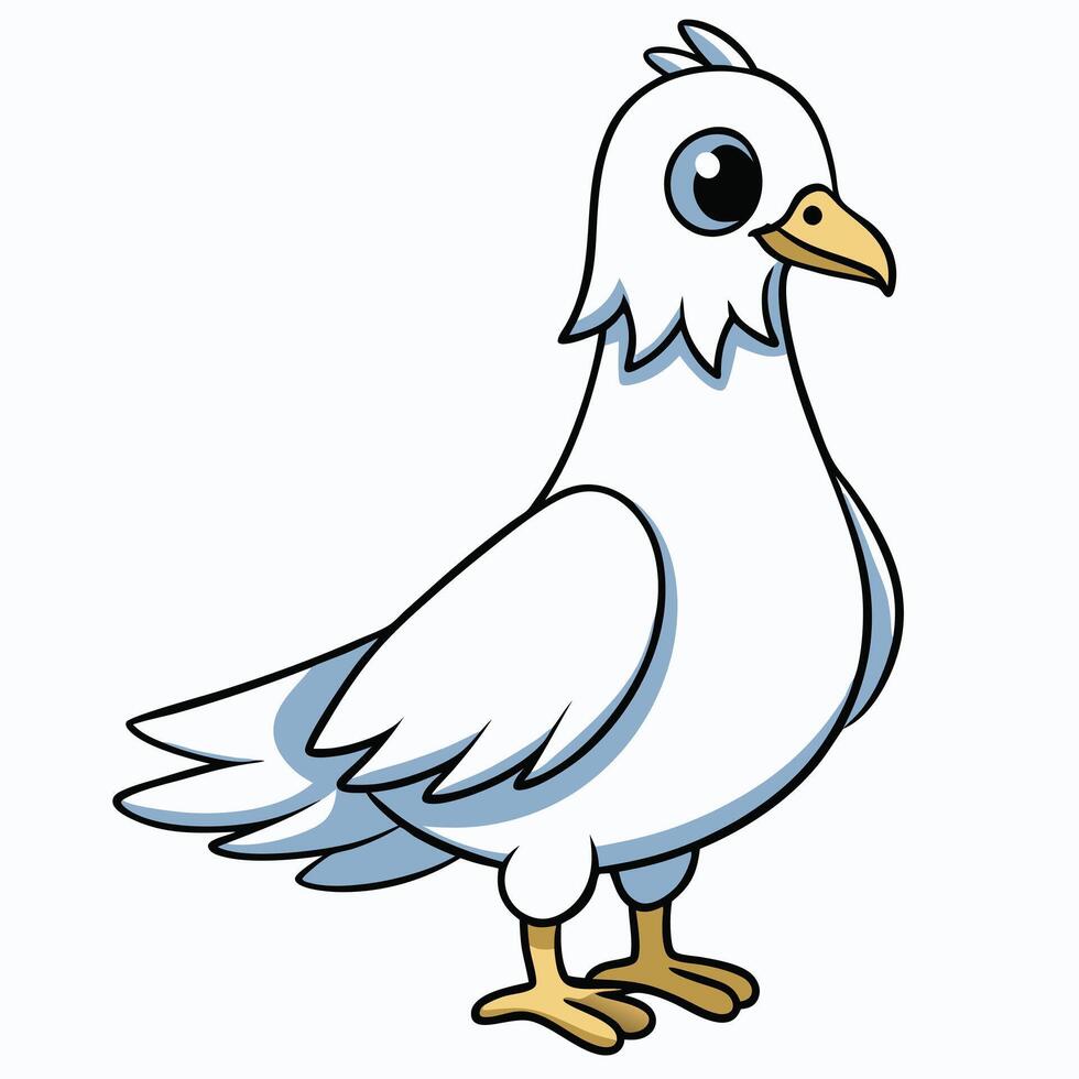 Cartoon pigeon with big eyes and a white body vector