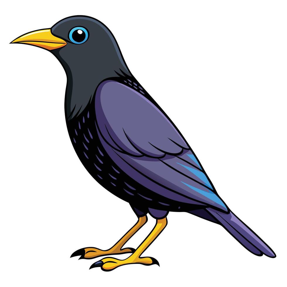 Cartoon bird with blue eyes and yellow feet vector