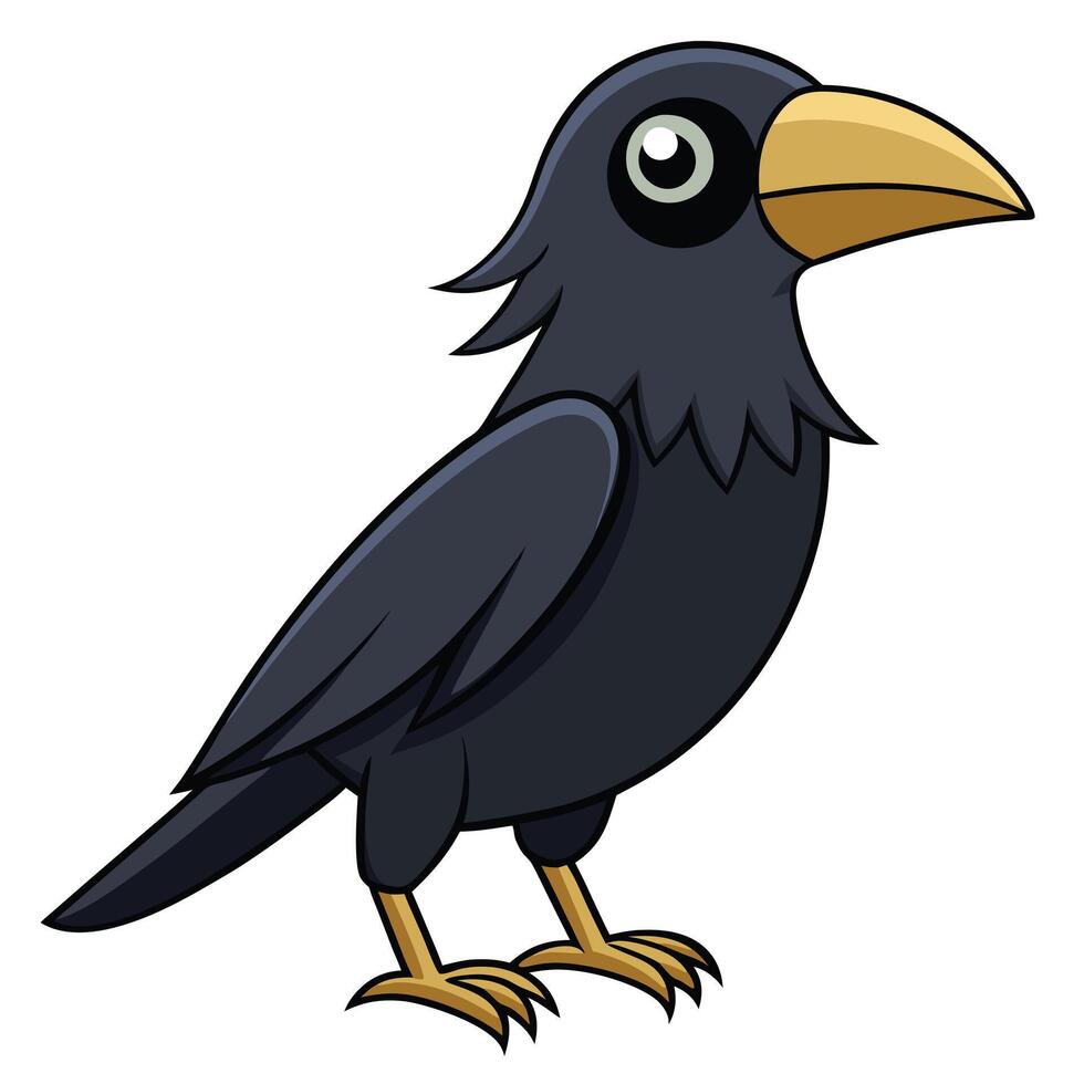 Cartoon raven bird illustration vector