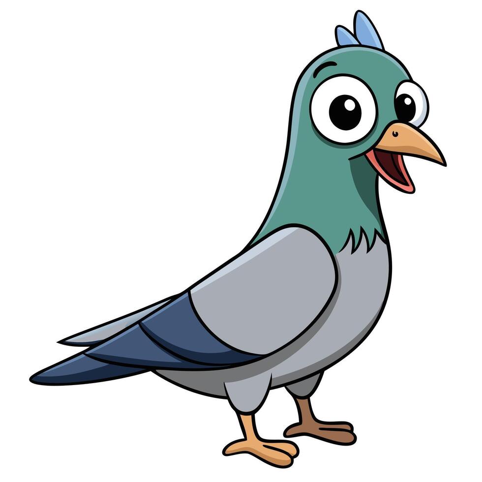 Cartoon pigeon with blue and gray feathers vector