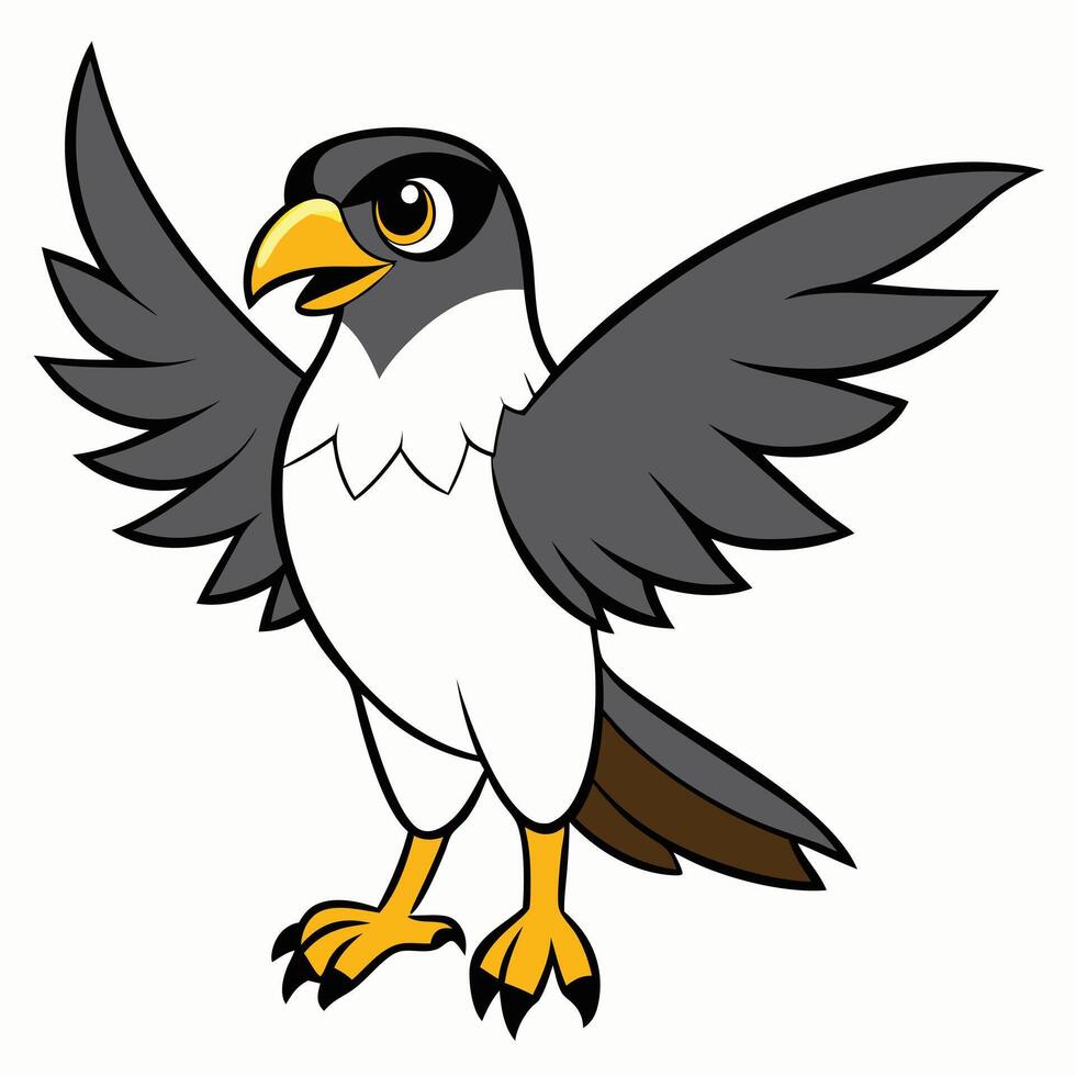 A cartoon bird with wings spread out vector