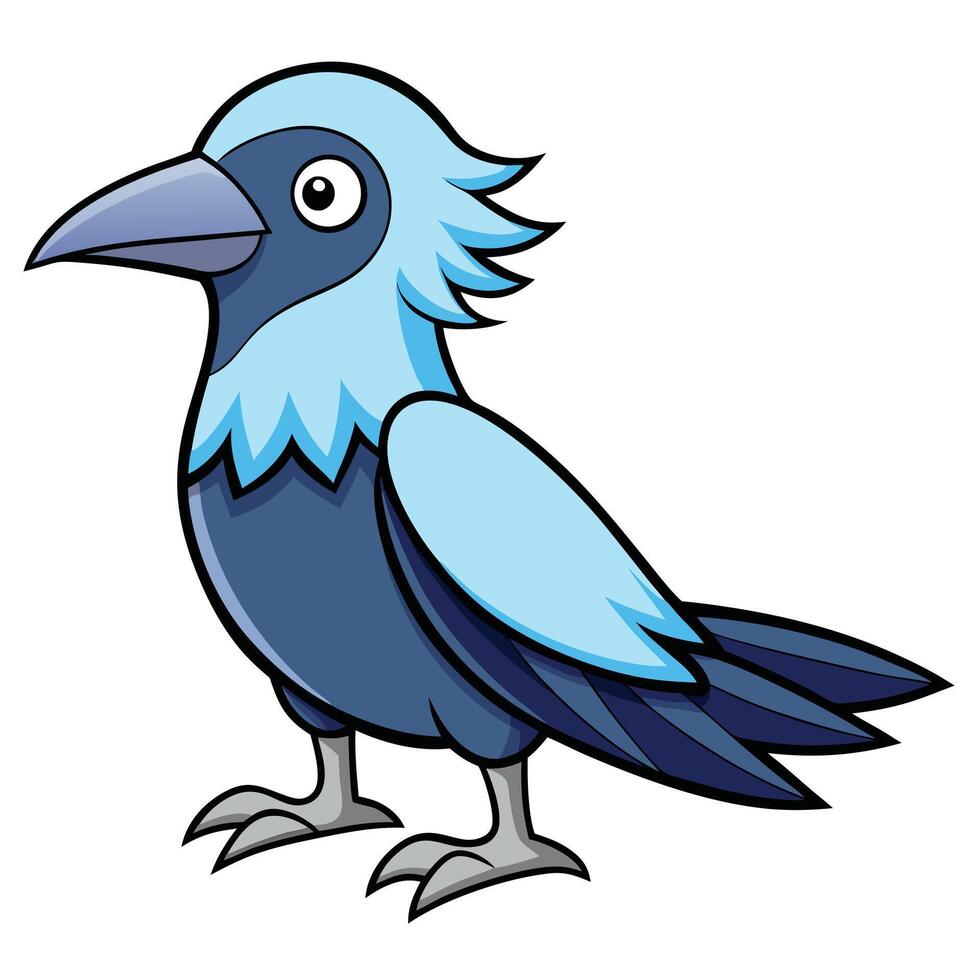 Cartoon blue crow vector