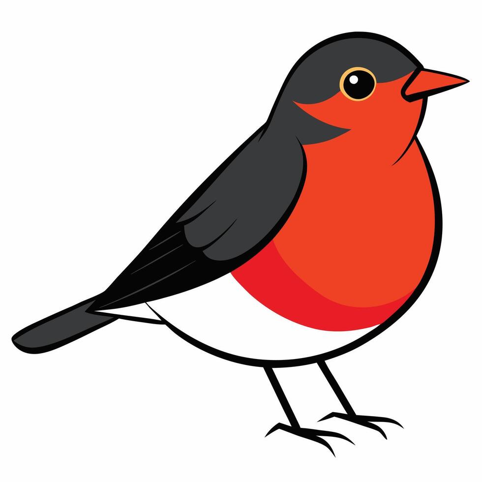 A cartoon robin with red and black feathers vector