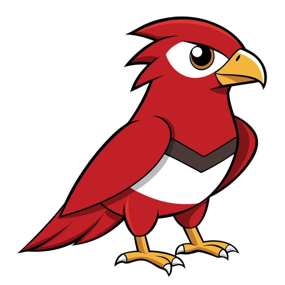 A cartoon red bird with a white beak vector