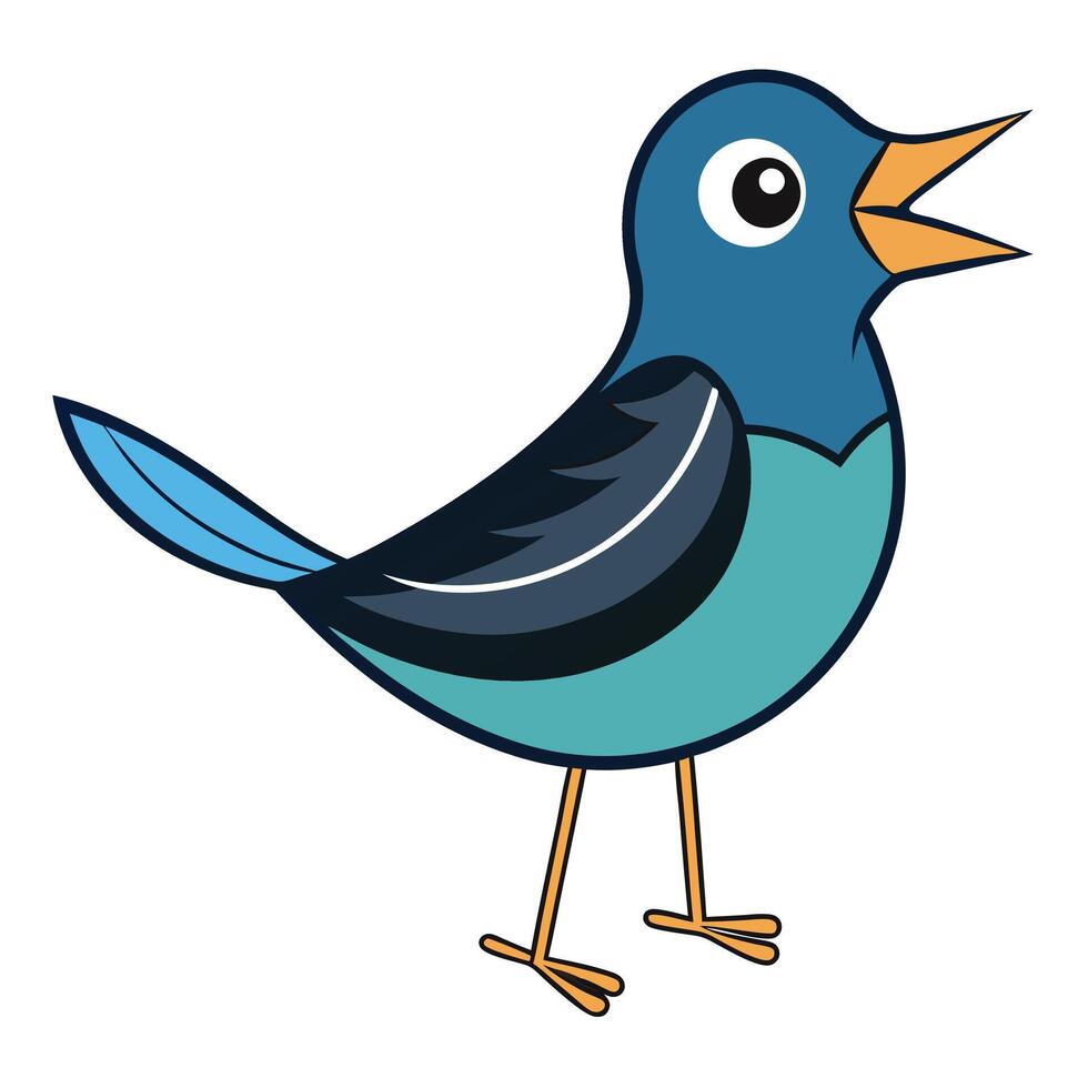 A cartoon blue bird with a beak and wings vector