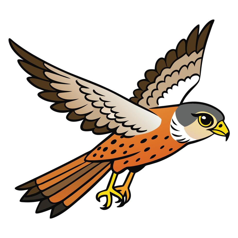 A cartoon falcon flying in the air vector
