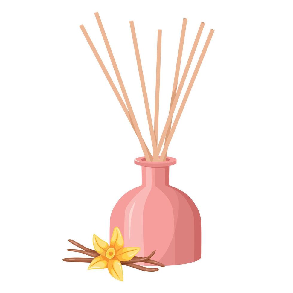 The concept of aromas, scents and aromatherapy. Aroma stickers in a jar isolated on white background. Stock illustration vector