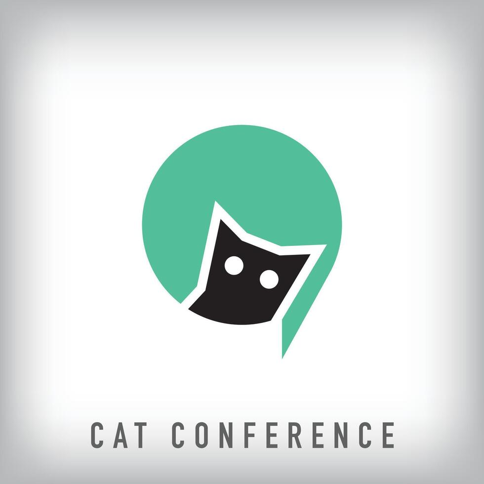 Different cat conference logo design. Creative animal meeting design, corporate identity. vector