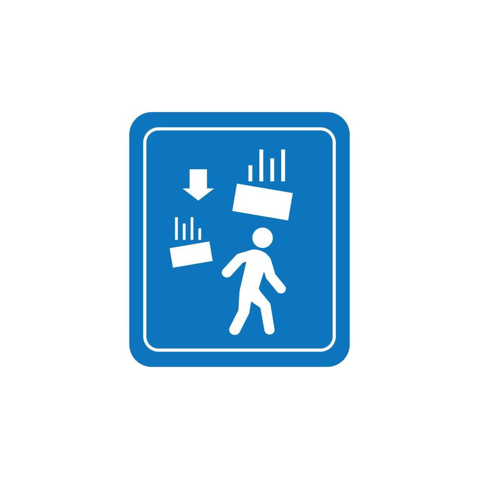 illustration of a caution sign falling debris from the roof. vector