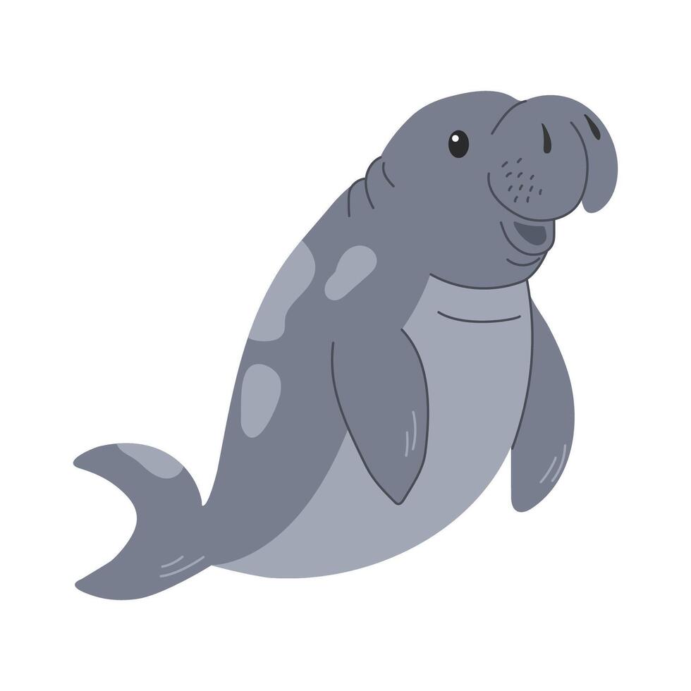 Cute sea lion cartoon Illustration isolated on a white background. vector