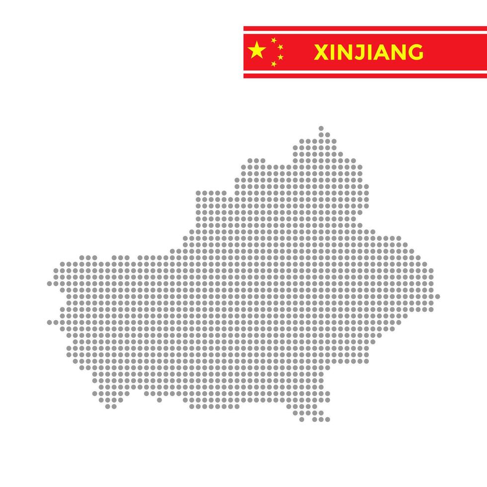 Dotted map of Xinjiang Province in China vector