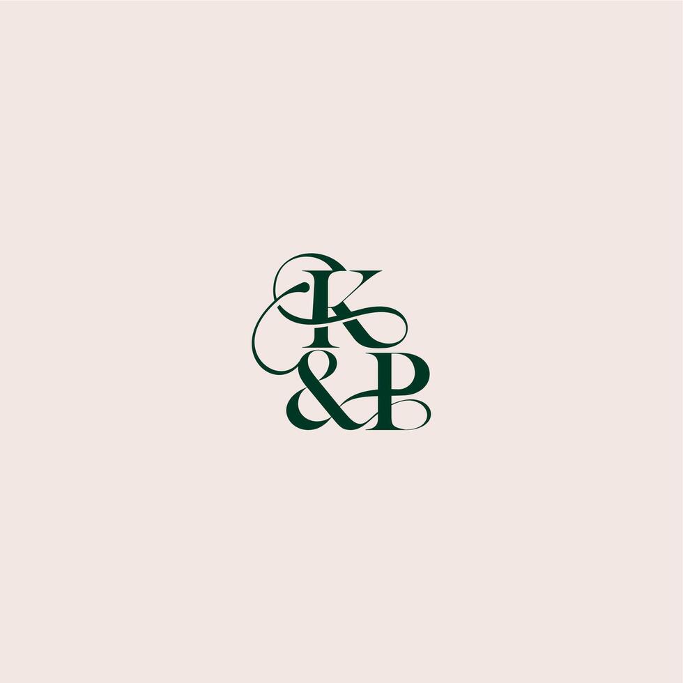 bold serif initial calligraphy wedding concept monogram letter elegant and luxury concept KP vector