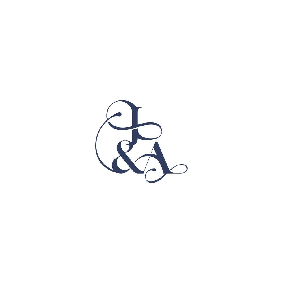 bold serif initial calligraphy wedding concept monogram letter elegant and luxury concept JA vector