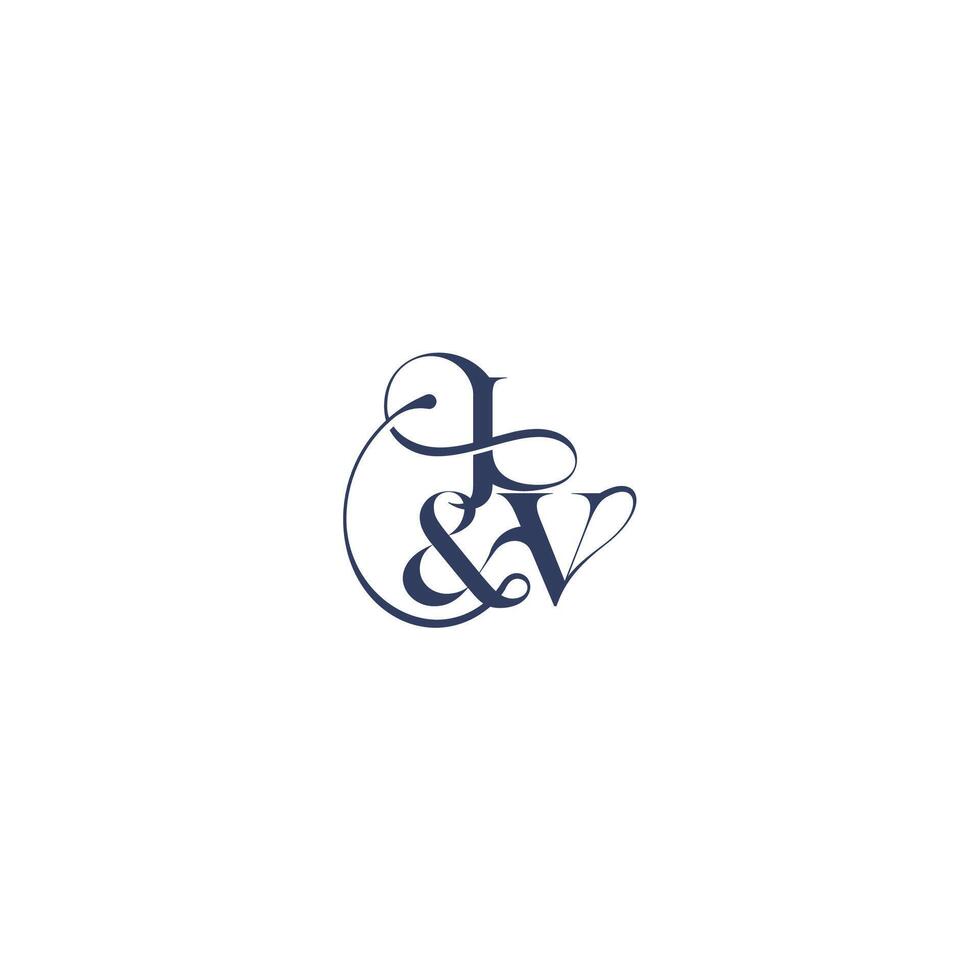 bold serif initial calligraphy wedding concept monogram letter elegant and luxury concept JV vector