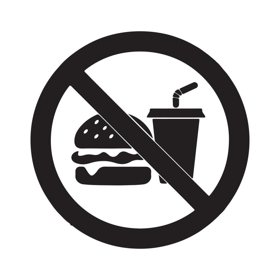 A bold Stop Fast Food silhouette, symbolizing the importance of mindful eating and nutrition. vector