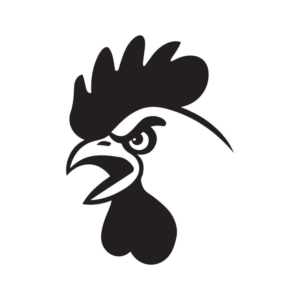A bold rooster head icon, embodying alertness, leadership, and resilience. vector