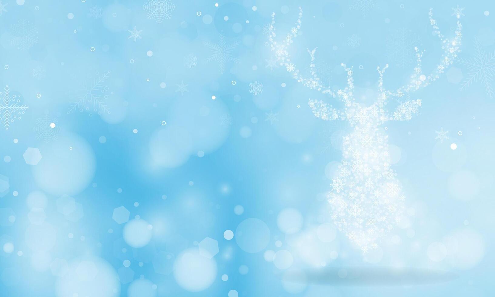 Abstract blue color Happy new year and Christmas card with Magic Deer gold color background. illustration vector