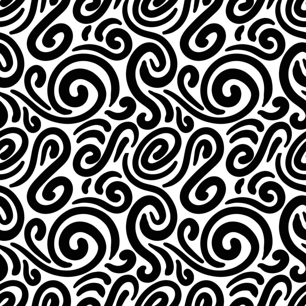 Spirals seamless pattern in black and white. vector