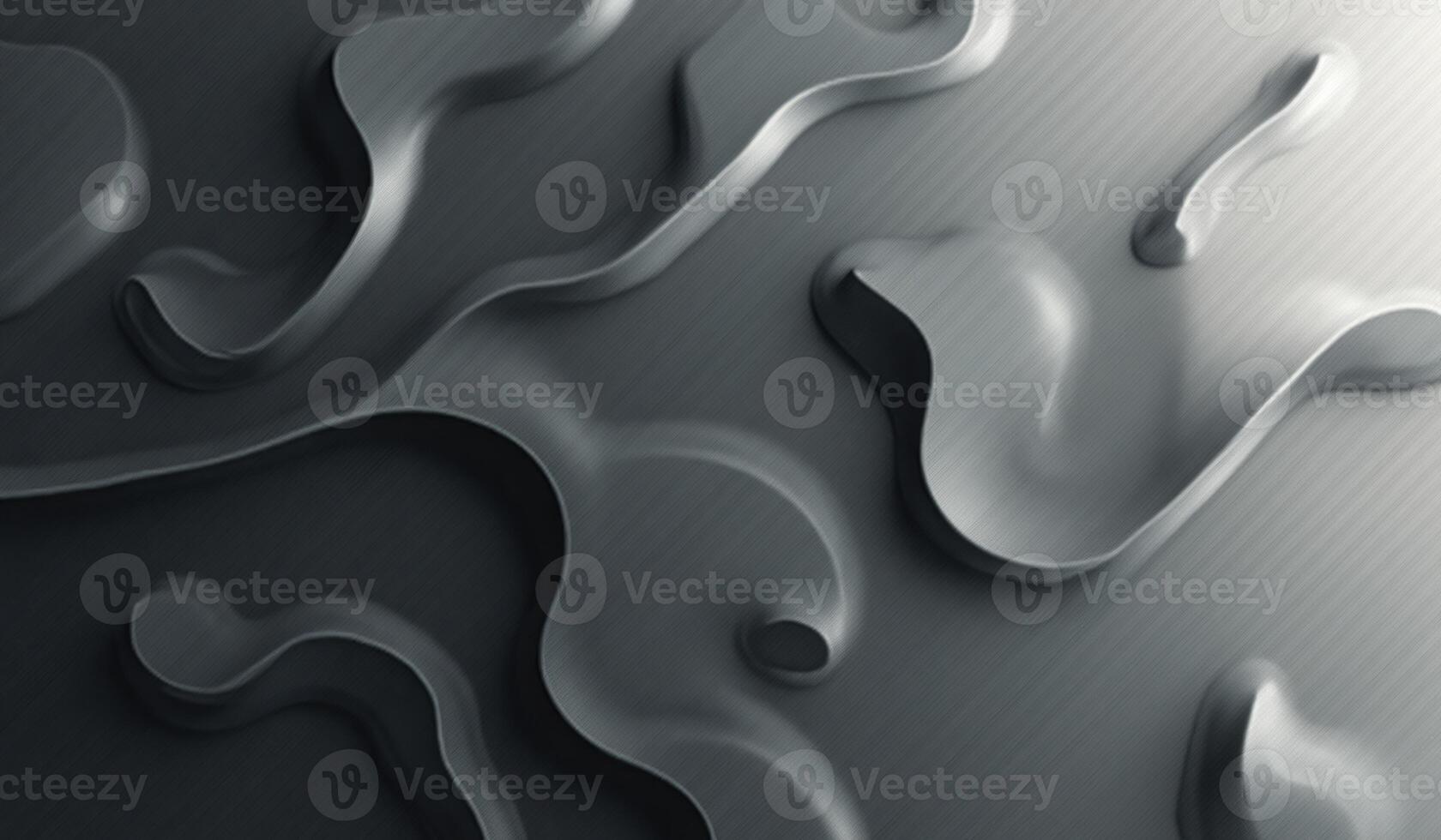 3d rendering of abstract waves on a metallic surface photo