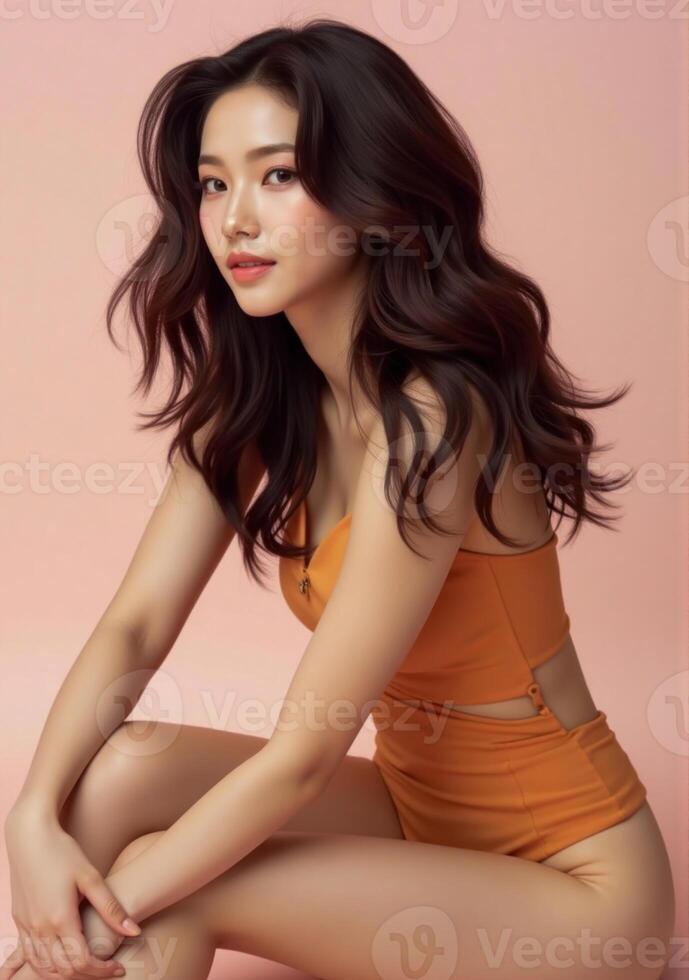 A beautiful asian woman in a swimsuit photo