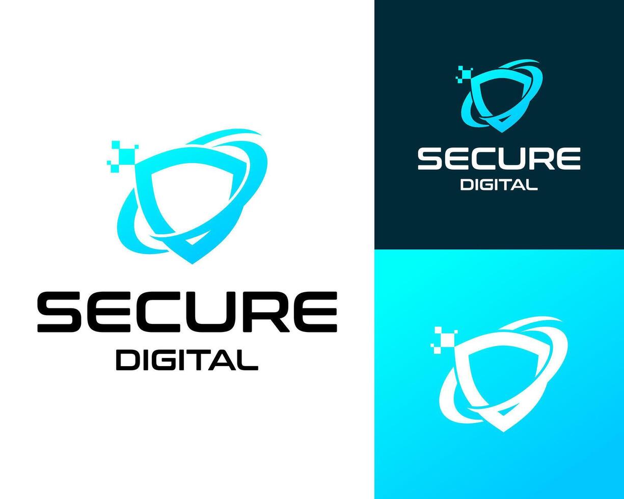 Logo design about technology digital security shield. vector