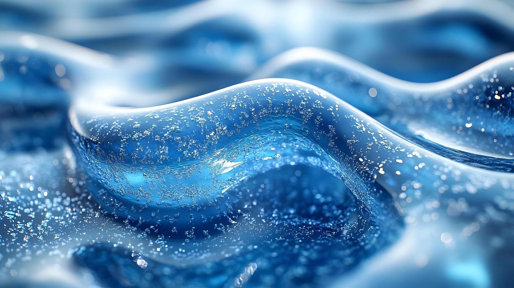 A close up of a blue liquid with bubbles photo