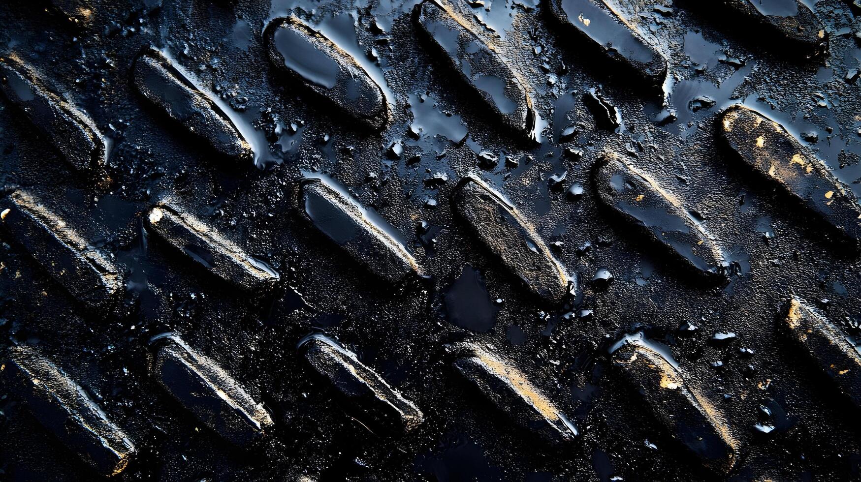 A close up of a black metal surface with water droplets photo