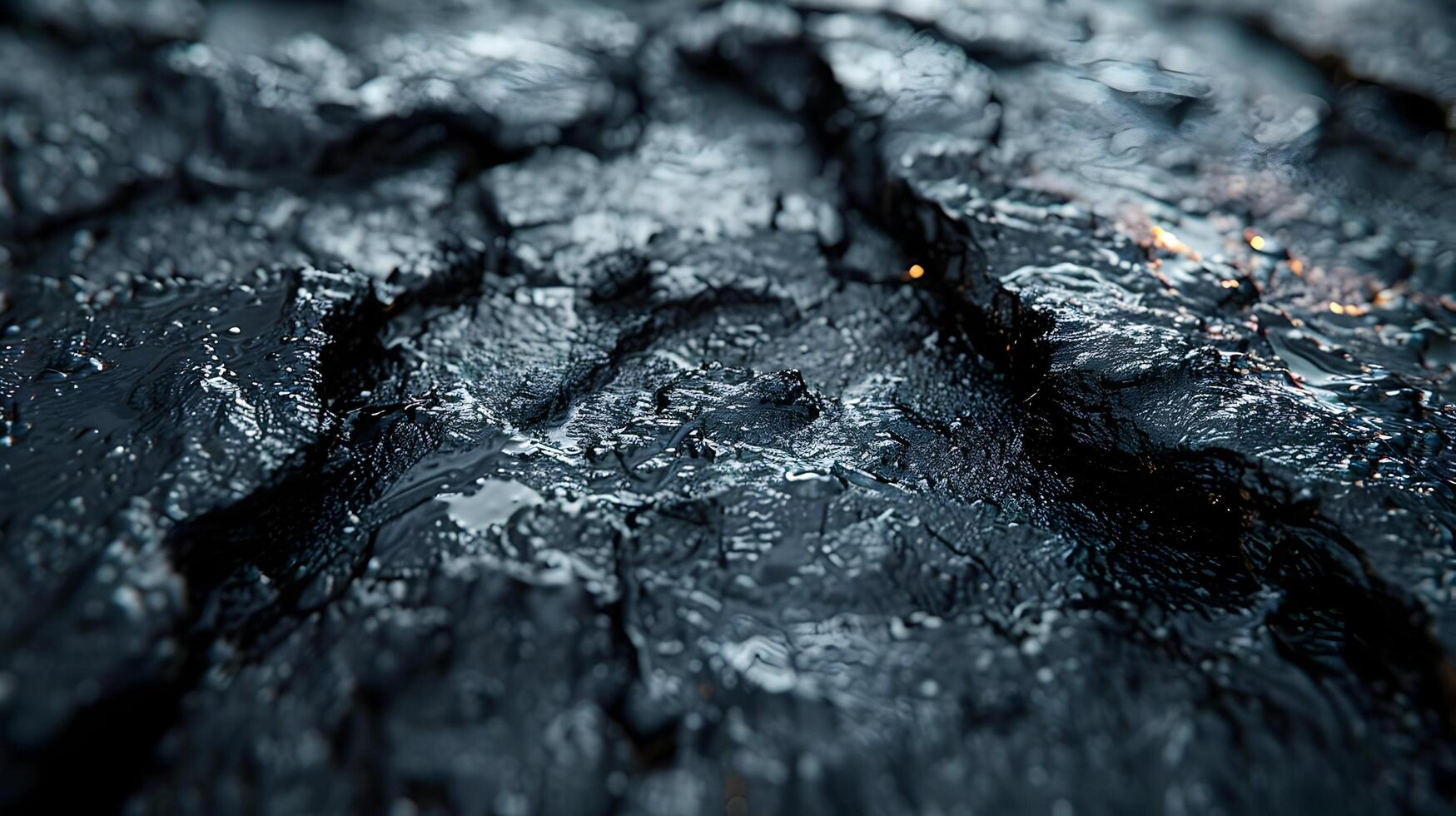 A close up of a black rock with water photo