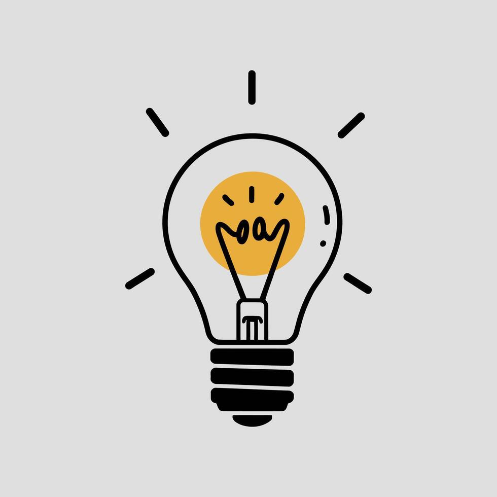 Stylized illustration of a light bulb with radiating lines vector